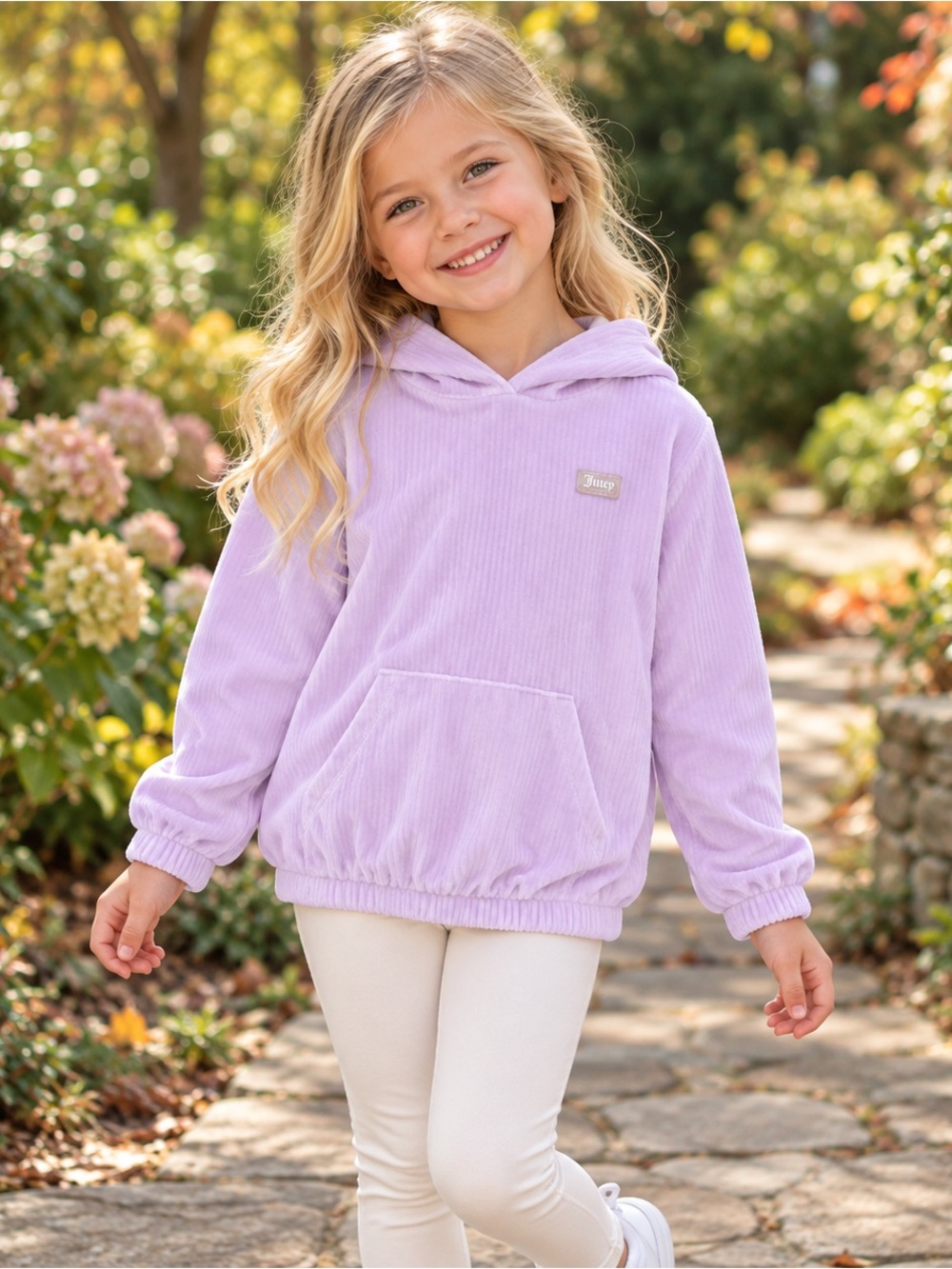 Juicy Couture girls’ lavender ribbed hoodie, size 6